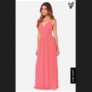 Coral Rooftop Garden Backless Maxi Dress